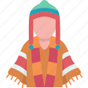 peruvian, male, poncho, clothes, ethnic