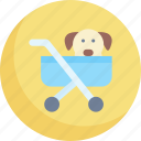 pushchair, dog, pet, transportation, stroller, wheels, carriage, animals, animal