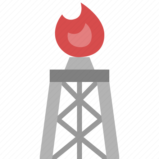 Gas, tower, flare, fire, refinery, burn, factory icon - Download on Iconfinder