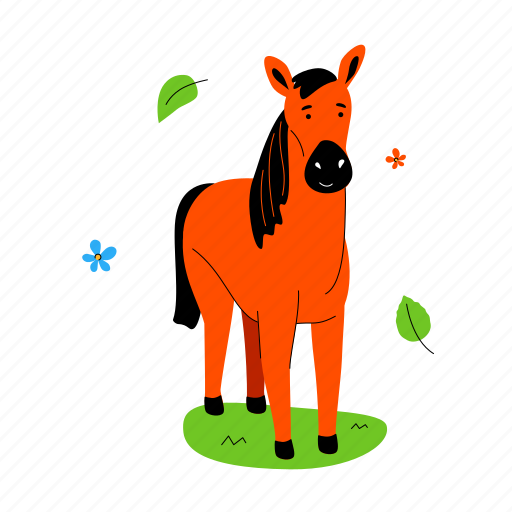 Animal, horse, cloven, hoofed, standing illustration - Download on Iconfinder