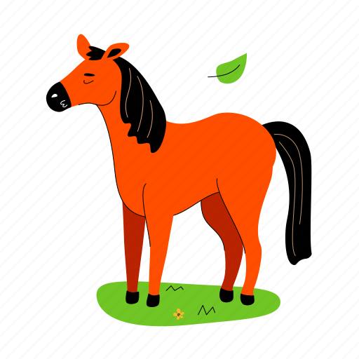 Animal, horse, standing, summer illustration - Download on Iconfinder