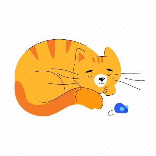 Animals, sleeping, cat, mouse illustration - Download on Iconfinder