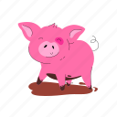 cute, animal, piglet, pig, mud, puddle
