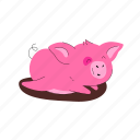 funny, animal, piglet, pink, pig, lying 