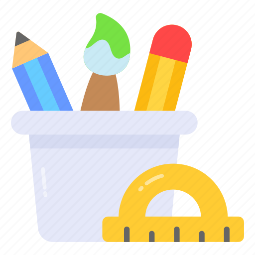 Drawing, tools, pencil, brush, stationery, pen, protractor icon - Download on Iconfinder