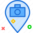 camera, device, map, photography, photoshoot, pin, point 
