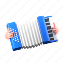 accordion, playing the accordion, holding the accordion, keyboard, piano, music, instrument, hand gesture, musician 