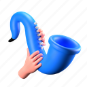 saxophone, trumpet, jazz, playing the saxophone, holding the saxophone, music, instrument, hand gesture, musician 