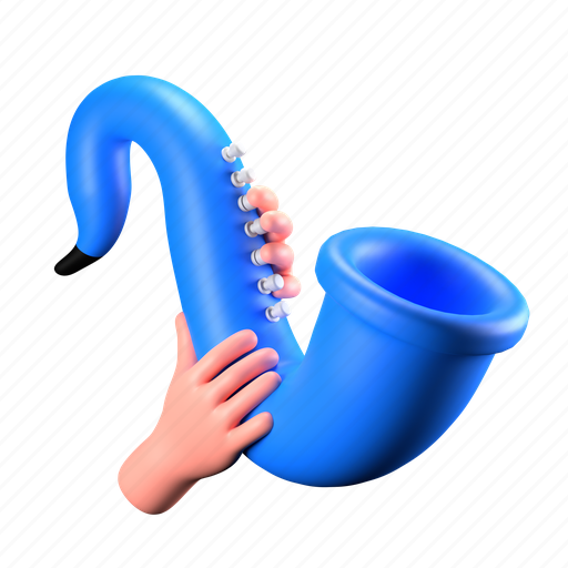 Saxophone, trumpet, jazz, playing the saxophone, holding the saxophone, music, instrument 3D illustration - Download on Iconfinder
