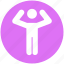 arms, exercise, man, raising, standing, tow hands, up 