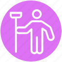 cleaner, janitor, man, mop, person, sweeper 