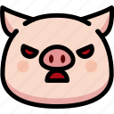 angry, emoji, emotion, expression, face, feeling, pig