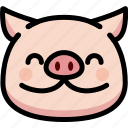 emoji, emotion, expression, face, feeling, happy, pig