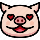emoji, emotion, expression, face, feeling, love, pig