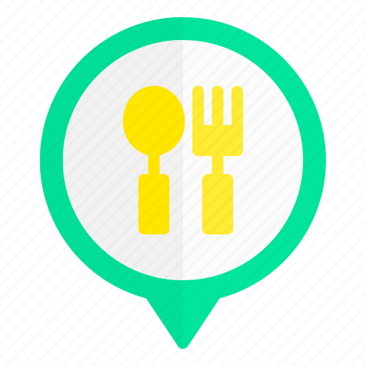 Spoon, fork, restaurant, location, pin icon - Download on Iconfinder