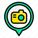 camera, location, pin, pointer