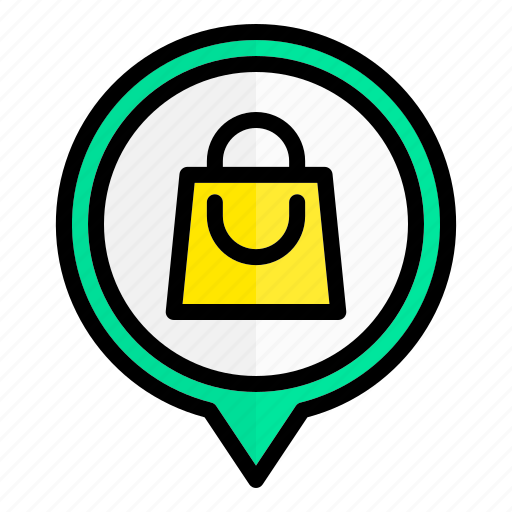 Shopping, bag, location, pin, pointer icon - Download on Iconfinder