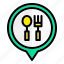 spoon, fork, restaurant, location, pin 
