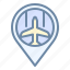 airport, location, map, pin, place 