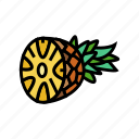 pineapple, one, cut, piece, fruit, tropical