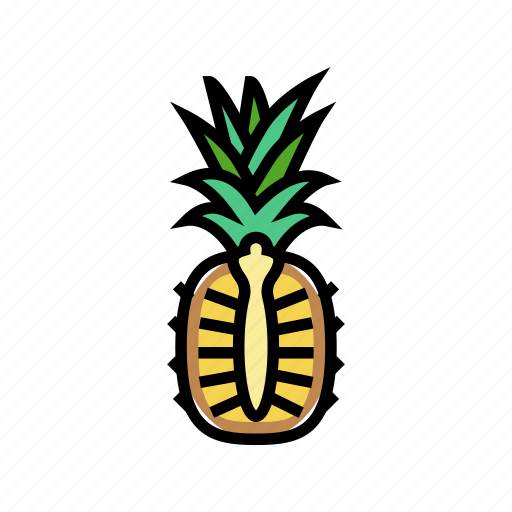 Pineapple, whole, one, cut, fruit, tropical icon - Download on Iconfinder