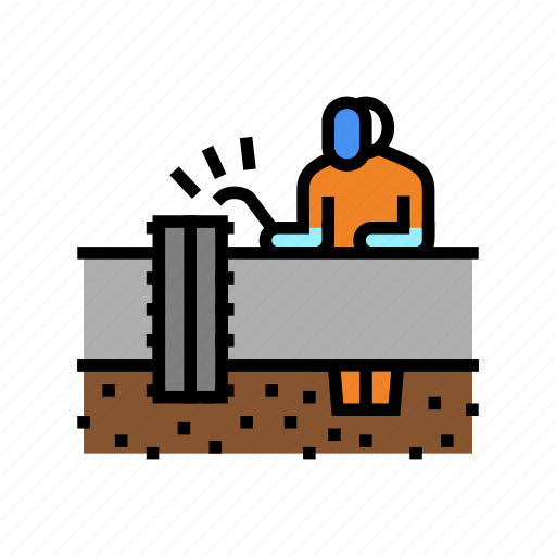 Worker, welding, pipeline, construction, installation, repair icon - Download on Iconfinder