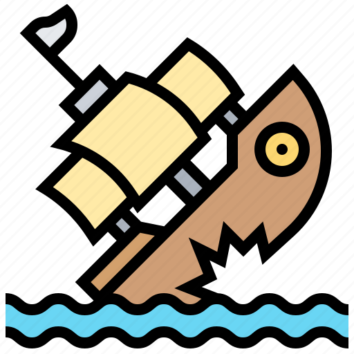 Abandoned, capsized, ocean, shipwreck, sinking icon - Download on Iconfinder