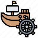 boat, nautical, ship, steering, wheel