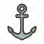 anchor, ship, boat, tool, sea 
