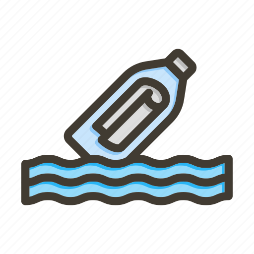 Message in a bottle, floating, water, beach, sea icon - Download on Iconfinder