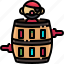 barrel, corsair, entertainment, game, male, pirate 