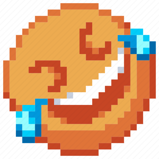 Funny, emoticon, laughing, joy, tears, pixel art, sticker icon - Download on Iconfinder