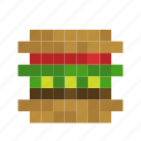 burger, fastfood, food, ham, hamburger, junkfood, pixelart