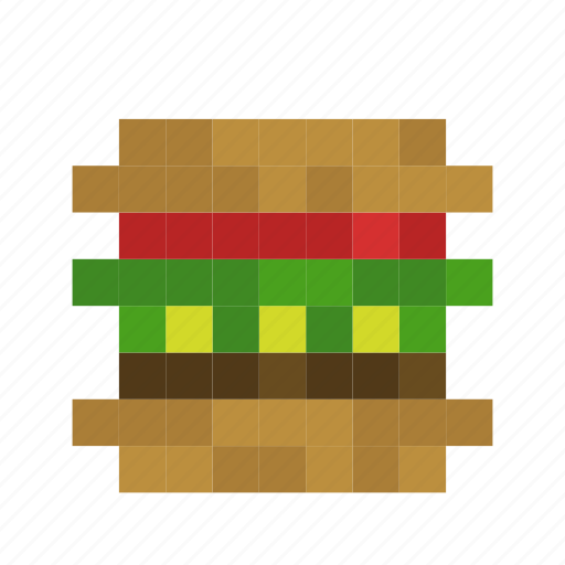 Burger, fastfood, food, ham, hamburger, junkfood, pixelart icon - Download on Iconfinder