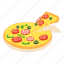 food, isometric, italian, object, pizza, slice, tomato 