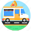 delivery truck, pizza delivery truck, delivery van, food truck, restaurant delivery truck 