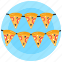pizza party, pizza decoration, pizza slices, pizza pieces, food