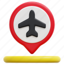 airport, airplane, maps, location, placeholder, pin, 3d