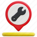 car, repair, tool, maps, location, placeholder, pin, 3d 