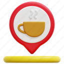 coffee, shop, maps, location, placeholder, pin, 3d