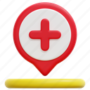 hospital, healthcare, maps, location, placeholder, pin, 3d