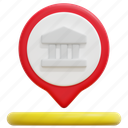 museum, art, gallery, maps, location, placeholder, pin, 3d 