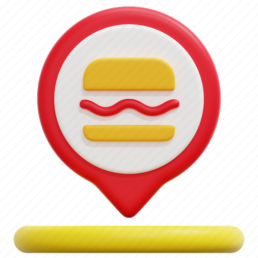 Fast, food, eating, maps, location, placeholder, pin 3D illustration - Download on Iconfinder