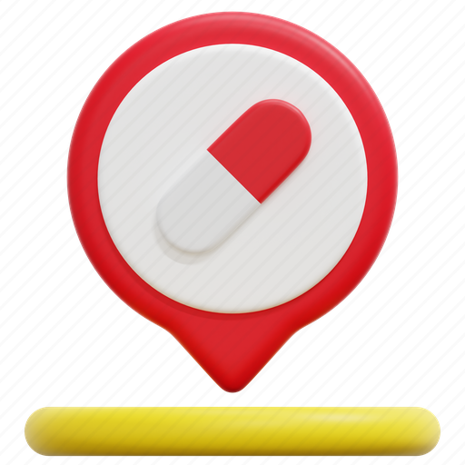 Pharmacy, medicine, maps, location, placeholder, pin, 3d 3D illustration - Download on Iconfinder