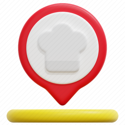 Restaurant, food, maps, location, placeholder, pin, 3d 3D illustration - Download on Iconfinder