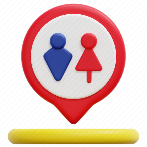 Toilet, wc, maps, location, map, pointer, placeholder 3D illustration - Download on Iconfinder