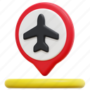 airport, airplane, maps, location, pin, placeholder, 3d