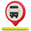 bus, stop, maps, location, pin, placeholder, 3d 