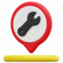 car, repair, tool, maps, location, pin, placeholder, 3d 