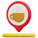 coffee, shop, maps, location, pin, placeholder, 3d